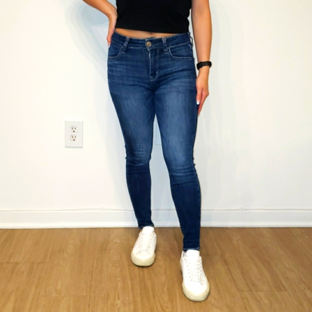 AE Medium Wash Hi-Rise Skinny Jeans Jeggings Size 0 X-Short